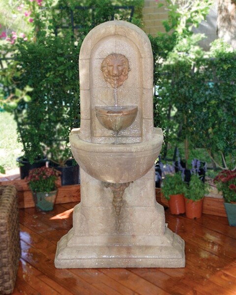 Lion Wall Fountain Polymer and Cast Stone Material Roman Grecian